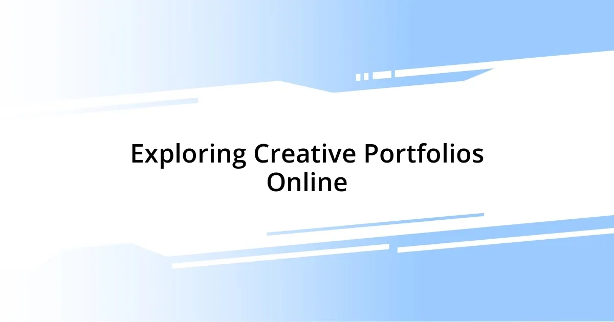 Exploring Creative Portfolios Online