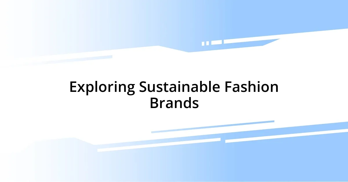 Exploring Sustainable Fashion Brands