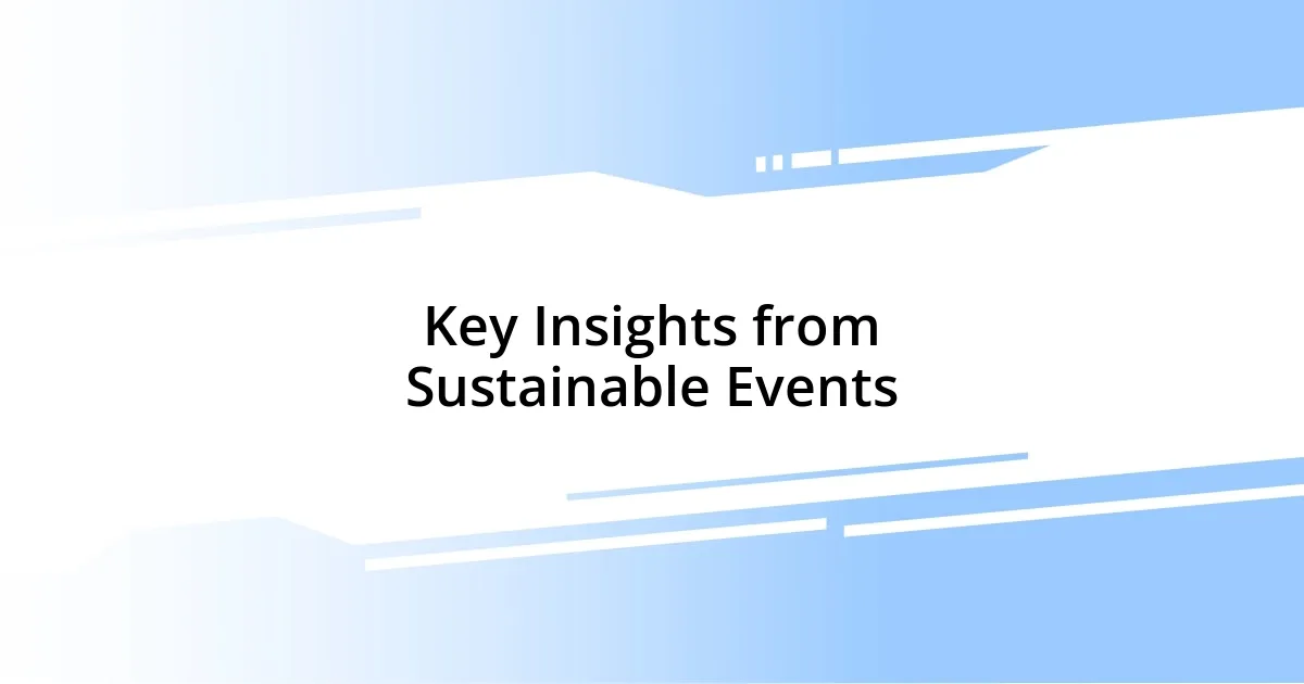 Key Insights from Sustainable Events